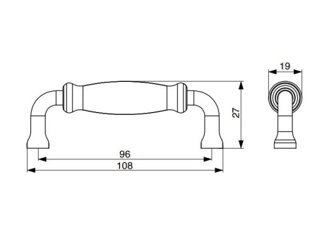 Úchytka Edita patinová zlatá/ porcelán