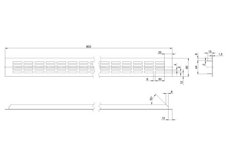 Větrací mřížka šířka 60 mm černá mat