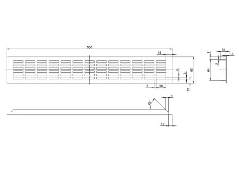 Větrací mřížka hliníková š. 80 mm- přírodní elox