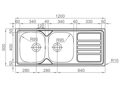 Sinks OKIO 1200 DUO V matný 0,7 mm