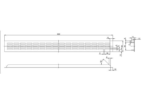Větrací mřížka hliníková š.60 mm bílá barva