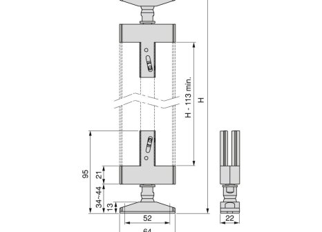 ZERO nožka hranatá pro ukotvení profilu podlaha/strop kamenná šedá