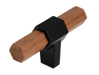 Úchytka Silvie dřevěná ořech lakovaný/černá matná