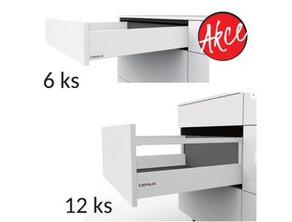 Cemux A Box sada zásuvek 6 x H84 + 12 x H199/500 mm bílá