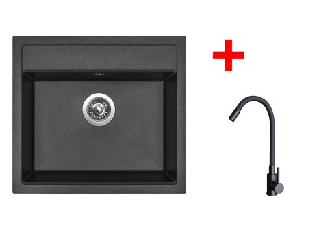 Set Sinks SOLO 560 + baterie ELASTA černá matná