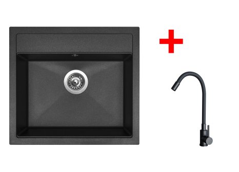Set Sinks SOLO 560 + baterie ELASTA černá matná