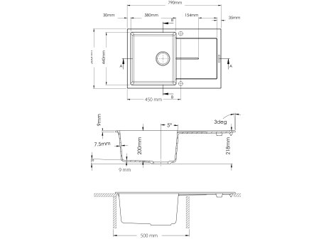 Set Sinks ULTIMA 790 + baterie ELASTA černá matná