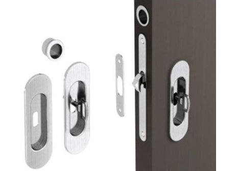 Zámek S - LOCK na klíč s oválnými mušlemi - Chrom