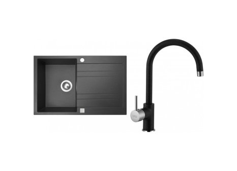 Set Sinks GRANDE 800 + VITALIA GR - Černá granitová, Granblack