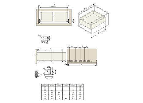 RIEX plnovýsuv kuličkový s podpěrou a dotlumením 35 kg