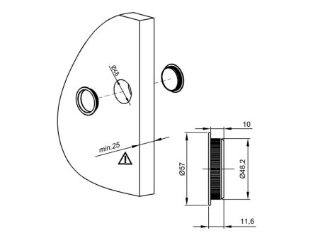 Úchytka mušle kulatá pro posuvné dveře pr. 57 mm - 2 ks