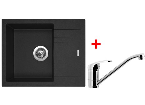 Sinks LINEA 600 + baterie PRONTO - komplet - Černá granitová, Granblack