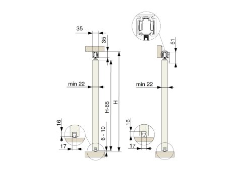Cemux STARSHIP černá horní kolejnice pro posuvné interiérové dveře