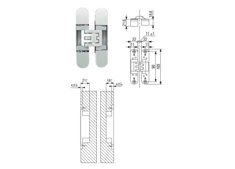 Závěs dveřní skrytý KUBICA K6400