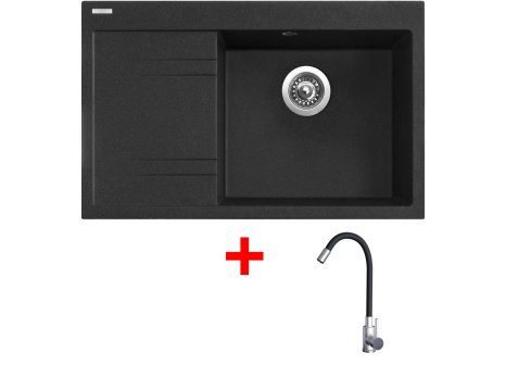 Set Sinks RIM 780 P + baterie ELASTA nerez/černá - Černá granitová, Granblack