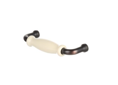 Úchytka Edita patinová hnědá/ porcelán - 96 mm