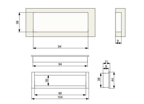 Úchytka Malena zápustná eloxovaný hliník