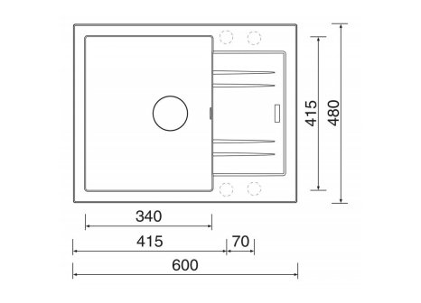Sinks LINEA 600 + baterie Vitalia chrom - komplet