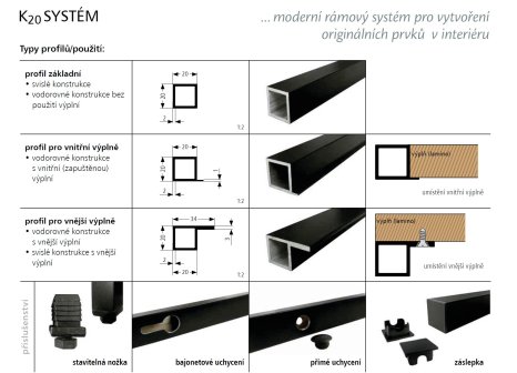 K20 systém konferenční stolek černý mat