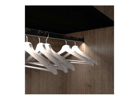 Šatní tyč s LED osvětlením čidlo PIR přívod zleva hliník