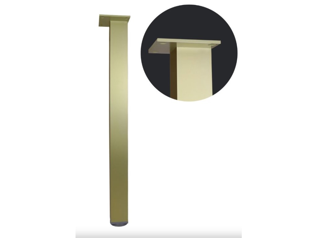 Stolová noha výška 710mm 60x60mm s regulací zlatá broušená
