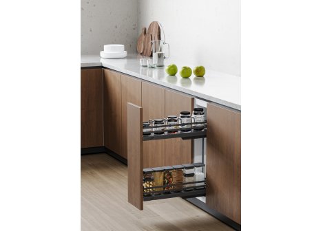 Cemux Style 15-3D plné dno tlumení antracit - Montáž výsuvu levý bok