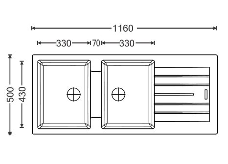 Sinks PERFECTO 1160 DUO + baterie VITALIA chrom