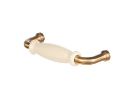 Úchytka Edita patinová zlatá/ porcelán - 96 mm