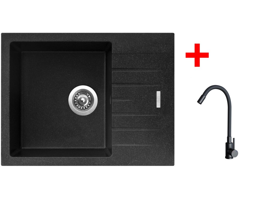 Set Sinks PERFECTO 650 + baterie ELASTA černá matná