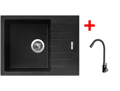 Set Sinks PERFECTO 650 + baterie ELASTA černá matná