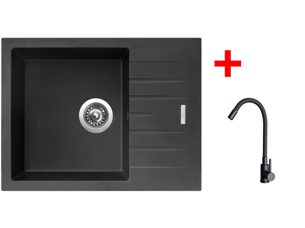 Set Sinks PERFECTO 650 + baterie ELASTA černá matná