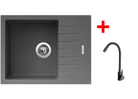 Set Sinks PERFECTO 650 + baterie ELASTA černá matná