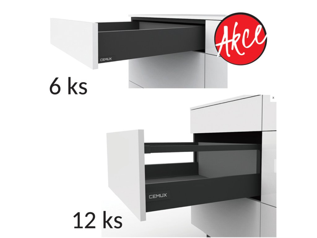 Cemux A Box sada zásuvek 6 x H84 + 12 x H199/500 mm antracit