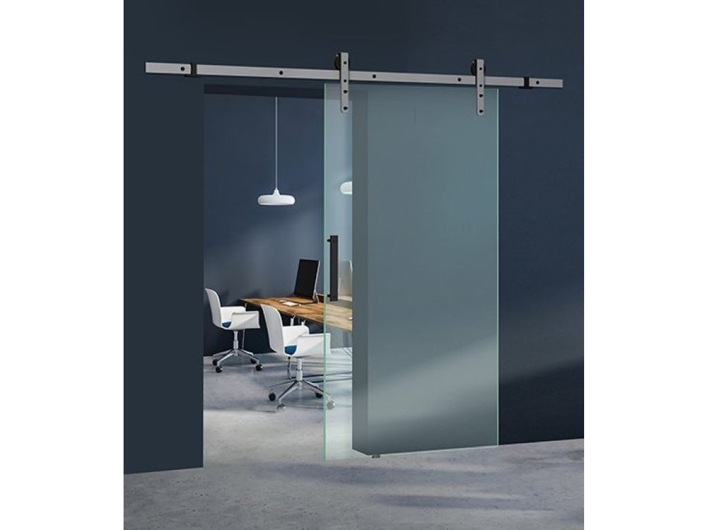 THOR GLASS sada na posuvné skleněné dveře na 100 kg černé včetně kolejnice 240 cm