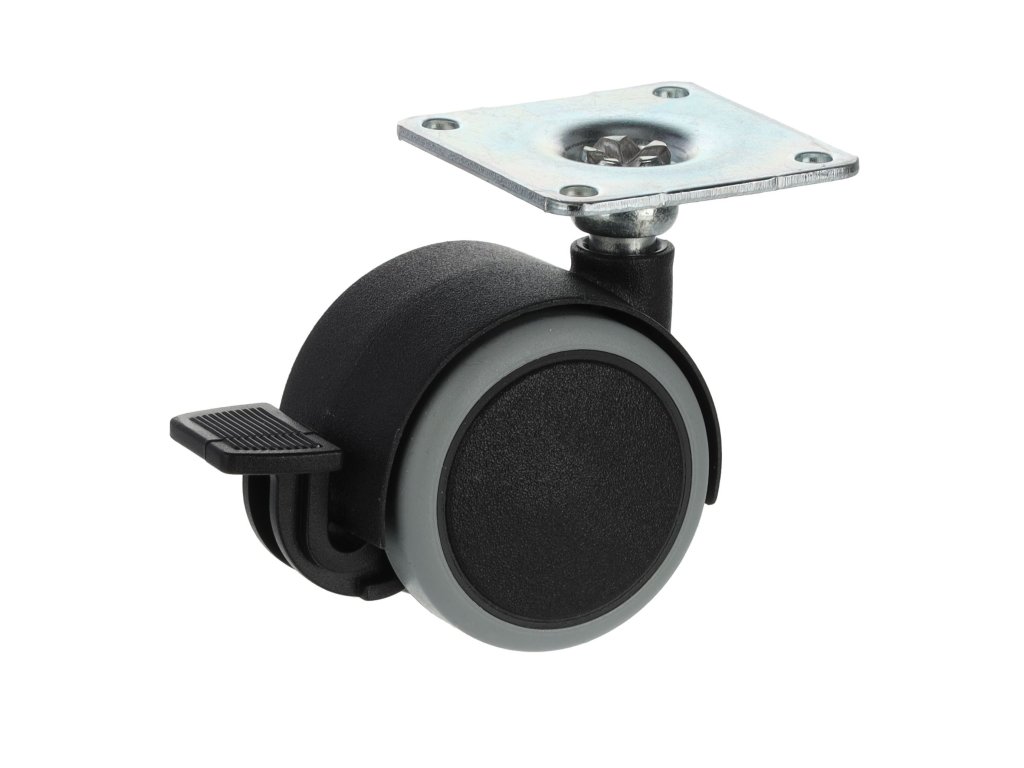 Kolečko průměr 40 mm s plotnou a gumou + brzda