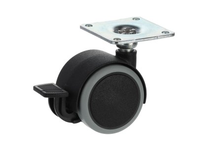 Kolečko průměr 40 mm s plotnou a gumou + brzda