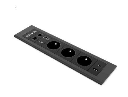 Cemux LENOBOX elektro zásuvka 3x230V,2x USB A/C+ 2x RJ45 černá
