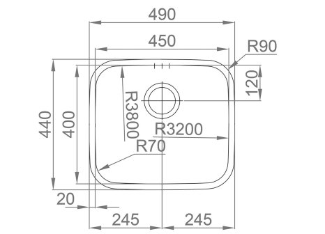 Sinks dřez LAGUNA 490 V 0,8 mm