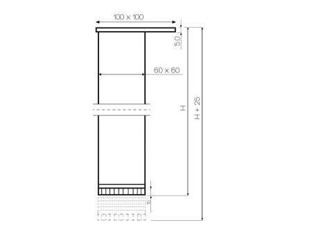 Nábytková nožka MO-R rektifikace 60x60 chrom