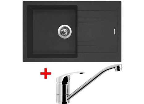 Sinks LINEA 780 + baterie PRONTO - komplet - Černá granitová, Granblack