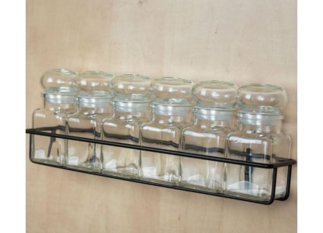 Police na stěnu pro 6ks kořenek - Černá matná