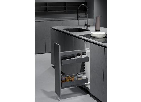 Cemux IRON Line 20-3D plné dno s tlumením antracit - Montáž výsuvu levý bok