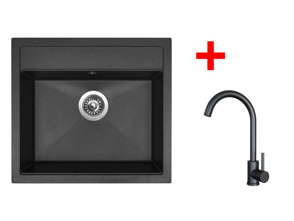 Set Sinks SOLO 560 + baterie ARCO černá matná