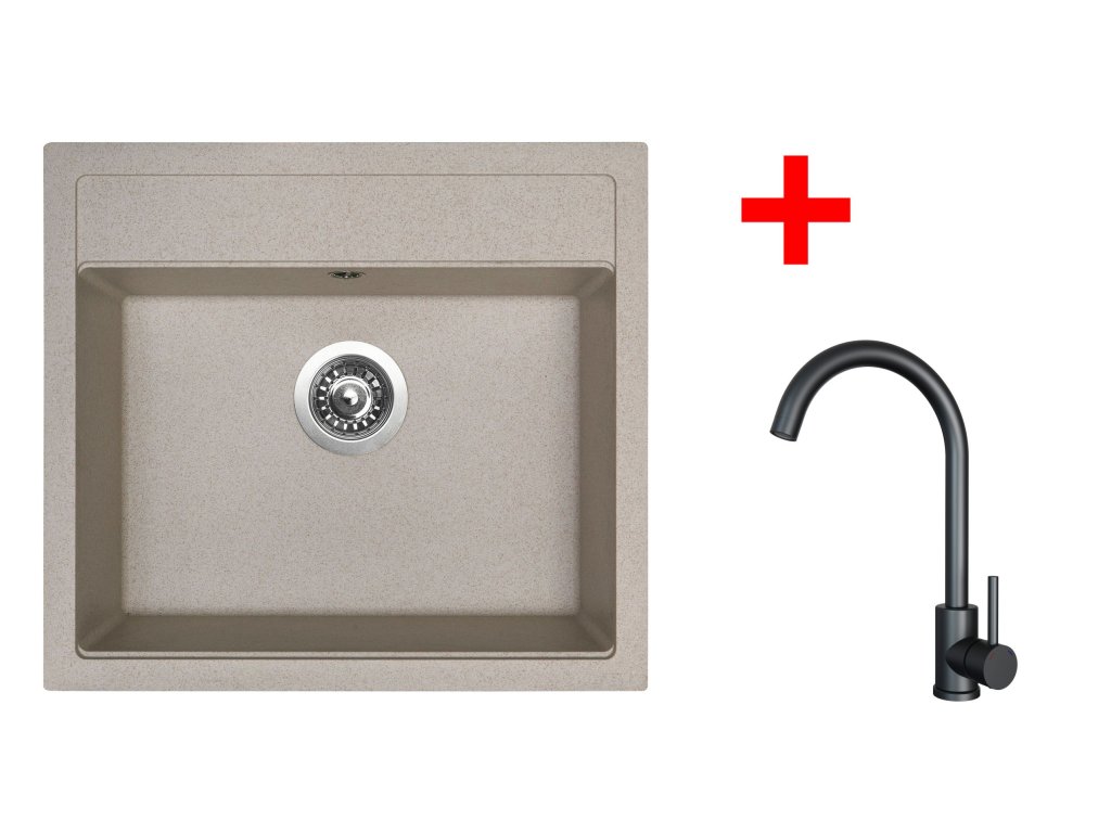 Set Sinks SOLO 560 + baterie ARCO černá matná