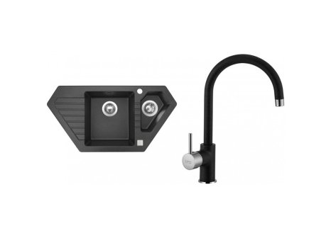 Sinks BRAVO 850.1 + VITALIA GR - Černá granitová, Granblack