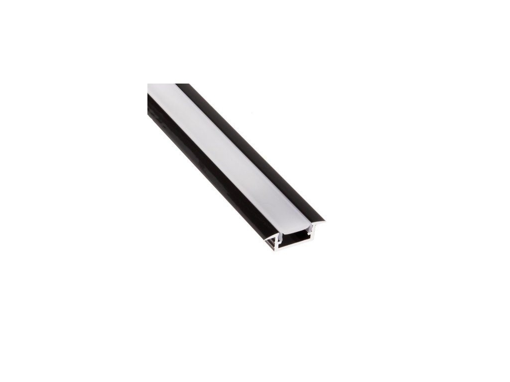 LED profil LL-03 zafrézovat 3m černá + krytka mléčná