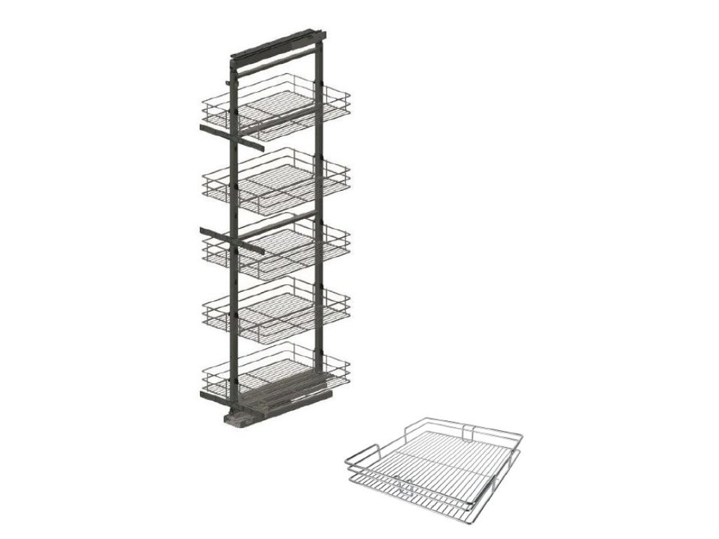 Kování pro potravinovou skříň grafit 1550-1700 drátěný koš s dotlumením