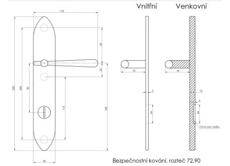 Casual bezpečnostní kování klika/klika starobronz