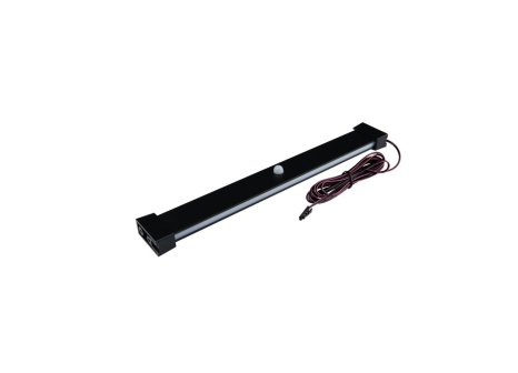 Šatní tyč s LED osvětlením čidlo PIR přívod zprava černá - 600 mm