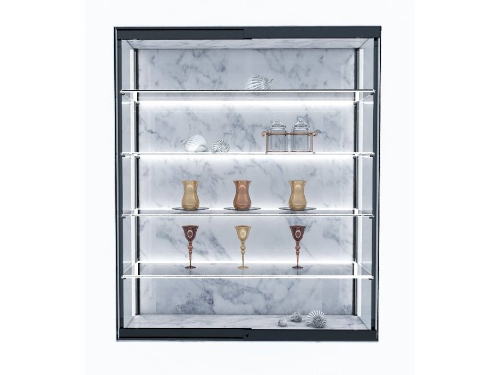 Virtus -  sada na posuvná skla do vitrín s možností uzamčení 1 m černá mat